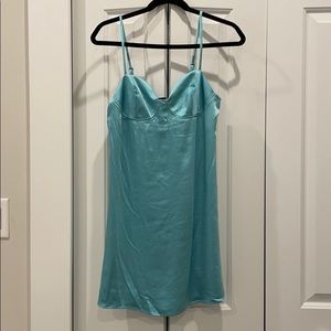 Blue satin slip dress